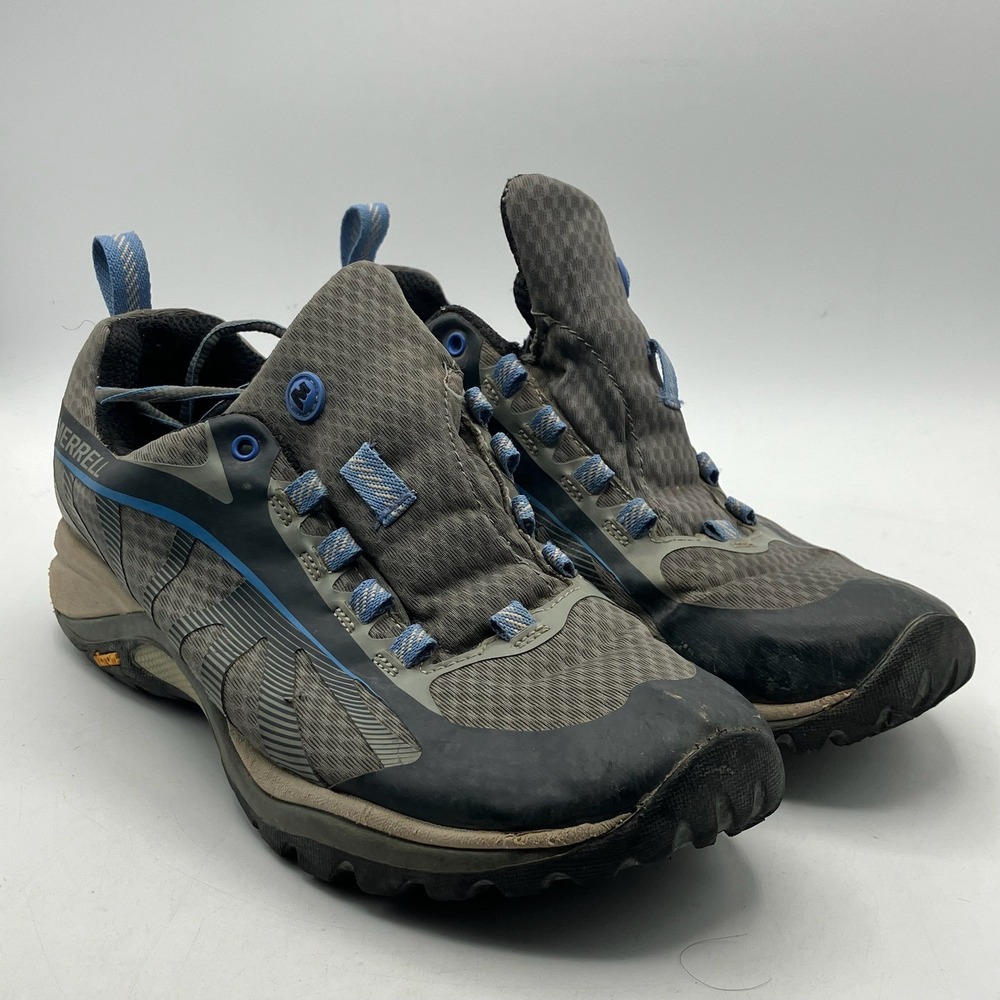 Merrell MDry Hiking Trail Shoes Womens‎ US 8 Gray Blue Vibram Lightweight
